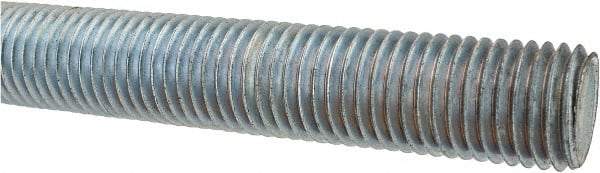 Made in USA - 1-8 UNC (Coarse), 3' Long, Low Carbon Steel Threaded Rod - Zinc-Plated Finish, Right Hand Thread - Americas Industrial Supply