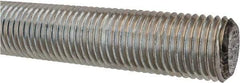 Made in USA - 1-1/4-7 UNC (Coarse), 3' Long, Low Carbon Steel Threaded Rod - Zinc-Plated Finish, Right Hand Thread - Americas Industrial Supply