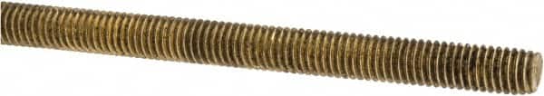 Made in USA - #10-32 UNF (Fine), 3' Long, Brass Threaded Rod - Right Hand Thread - Americas Industrial Supply