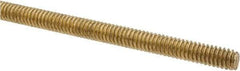 Made in USA - 1/4-20 UNC (Coarse), 3' Long, Brass Threaded Rod - Right Hand Thread - Americas Industrial Supply