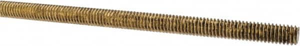 Made in USA - 5/16-18 UNC (Coarse), 3' Long, Brass Threaded Rod - Right Hand Thread - Americas Industrial Supply