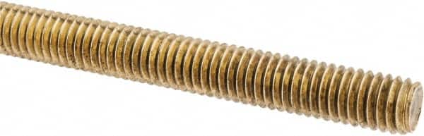 Made in USA - 3/8-16 UNC (Coarse), 3' Long, Brass Threaded Rod - Right Hand Thread - Americas Industrial Supply