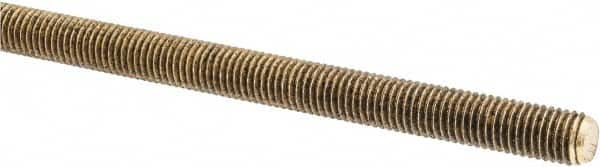 Made in USA - 1/4-28 UNF (Fine), 3' Long, Brass Threaded Rod - Right Hand Thread - Americas Industrial Supply