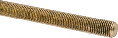 Made in USA - 3/8-24 UNF (Fine), 3' Long, Brass Threaded Rod - Right Hand Thread - Americas Industrial Supply