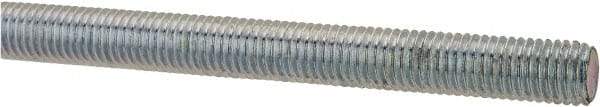 Made in USA - 1/4-28 UNF (Fine), 3' Long, Low Carbon Steel Threaded Rod - Zinc-Plated Finish, Right Hand Thread - Americas Industrial Supply