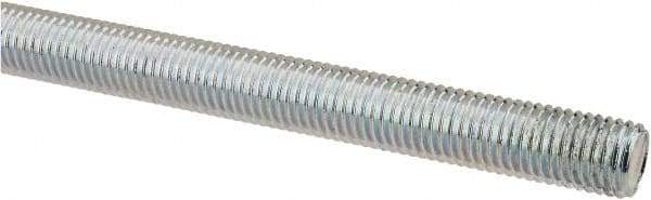 Made in USA - 5/16-24 UNF (Fine), 3' Long, Low Carbon Steel Threaded Rod - Zinc-Plated Finish, Right Hand Thread - Americas Industrial Supply