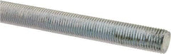Made in USA - 3/8-24 UNF (Fine), 3' Long, Low Carbon Steel Threaded Rod - Zinc-Plated Finish, Right Hand Thread - Americas Industrial Supply