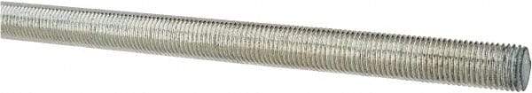Made in USA - 7/16-20 UNF (Fine), 3' Long, Low Carbon Steel Threaded Rod - Zinc-Plated Finish, Right Hand Thread - Americas Industrial Supply