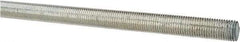 Made in USA - 7/16-20 UNF (Fine), 3' Long, Low Carbon Steel Threaded Rod - Zinc-Plated Finish, Right Hand Thread - Americas Industrial Supply