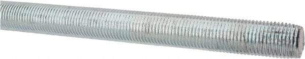 Made in USA - 1/2-20 UNF (Fine), 3' Long, Low Carbon Steel Threaded Rod - Zinc-Plated Finish, Right Hand Thread - Americas Industrial Supply
