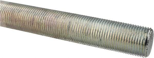 Made in USA - 1-12 UNF (Fine), 3' Long, Low Carbon Steel Threaded Rod - Zinc-Plated Finish, Right Hand Thread - Americas Industrial Supply