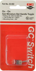 GC/Waldom - DPDT Sub Miniature On-On Toggle Switch - Solder Lug Terminal, Bat Handle Actuator, 125 VAC at 3 A & 250 VAC at 1.50 A - Americas Industrial Supply