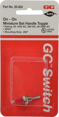 GC/Waldom - SPDT Miniature On-On Toggle Switch - Solder Lug Terminal, Bat Handle Actuator, 125 VAC at 5 A & 250 VAC at 2 A - Americas Industrial Supply