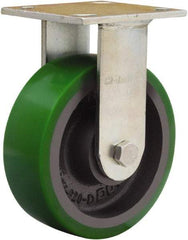 Hamilton - 6" Diam x 2" Wide x 7-1/2" OAH Top Plate Mount Rigid Caster - Polyurethane Mold onto Cast Iron Center, 1,200 Lb Capacity, Sealed Precision Ball Bearing, 4 x 4-1/2" Plate - Americas Industrial Supply