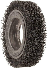 Osborn - 4-1/4" OD, 2" Arbor Hole, Crimped Steel Wheel Brush - 1" Face Width, 3/4" Trim Length, 0.014" Filament Diam, 6,000 RPM - Americas Industrial Supply