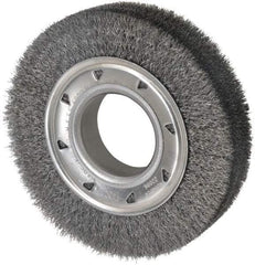 Osborn - 6" OD, 2" Arbor Hole, Crimped Steel Wheel Brush - 1-1/4" Face Width, 1" Trim Length, 0.008" Filament Diam, 6,000 RPM - Americas Industrial Supply