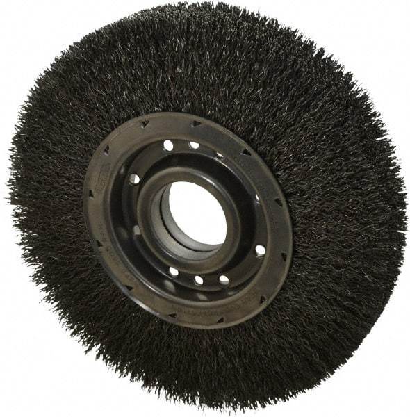 Osborn - 10" OD, 2" Arbor Hole, Crimped Steel Wheel Brush - 2" Face Width, 2-1/8" Trim Length, 0.02" Filament Diam, 3,600 RPM - Americas Industrial Supply