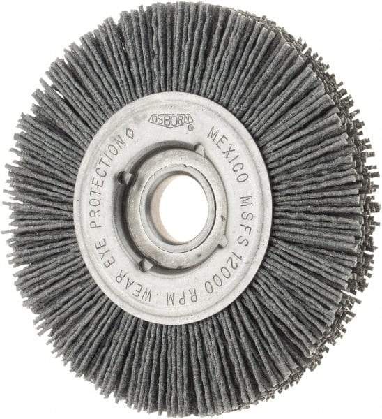 Osborn - 4" OD, 5/8" Arbor Hole, Crimped Nylon Wheel Brush - 5/8" Face Width, 3/4" Trim Length, 12,000 RPM - Americas Industrial Supply