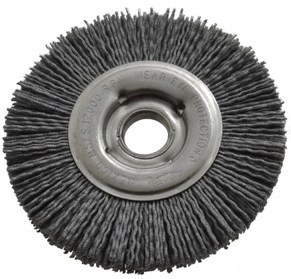 Osborn - 4" OD, 5/8" Arbor Hole, Crimped Nylon Wheel Brush - 5/8" Face Width, 3/4" Trim Length, 12,000 RPM - Americas Industrial Supply