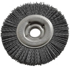 Osborn - 4" OD, 5/8" Arbor Hole, Crimped Nylon Wheel Brush - 5/8" Face Width, 3/4" Trim Length, 12,000 RPM - Americas Industrial Supply