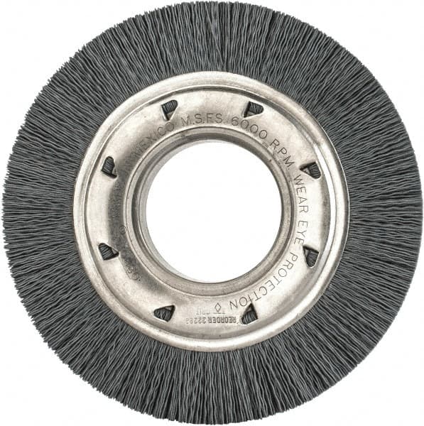 Osborn - 6" OD, 2" Arbor Hole, Crimped Nylon Wheel Brush - 7/8" Face Width, 1-1/16" Trim Length, 6,000 RPM - Americas Industrial Supply