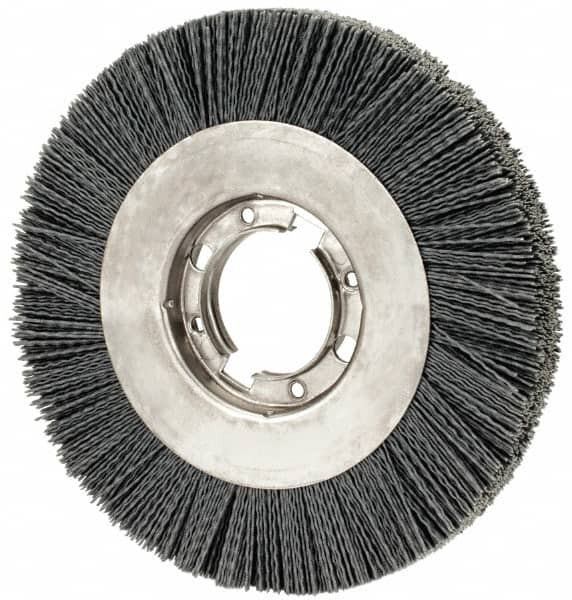 Osborn - 8" OD, 2" Arbor Hole, Crimped Nylon Wheel Brush - 7/8" Face Width, 1-1/2" Trim Length, 4,500 RPM - Americas Industrial Supply