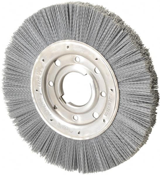 Osborn - 10" OD, 2" Arbor Hole, Crimped Nylon Wheel Brush - 1" Face Width, 2-1/16" Trim Length, 3,600 RPM - Americas Industrial Supply