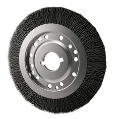 Osborn - 12" OD, 2" Arbor Hole, Crimped Nylon Wheel Brush - 1" Face Width, 2-1/8" Trim Length, 3,000 RPM - Americas Industrial Supply