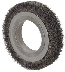 Osborn - 4-1/4" OD, 2" Arbor Hole, Crimped Steel Wheel Brush - 5/8" Face Width, 11/16" Trim Length, 0.0118" Filament Diam, 6,000 RPM - Americas Industrial Supply