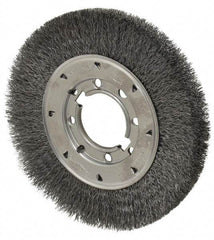 Osborn - 8" OD, 2" Arbor Hole, Crimped Steel Wheel Brush - 5/8" Face Width, 1-1/2" Trim Length, 0.0118" Filament Diam, 4,500 RPM - Americas Industrial Supply