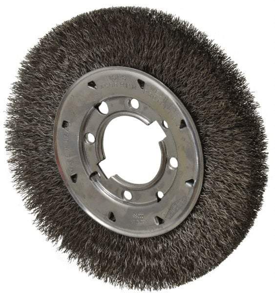 Osborn - 8" OD, 2" Arbor Hole, Crimped Steel Wheel Brush - 5/8" Face Width, 1-1/2" Trim Length, 0.014" Filament Diam, 4,500 RPM - Americas Industrial Supply