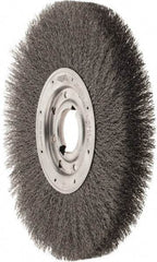 Osborn - 12" OD, 2" Arbor Hole, Crimped Steel Wheel Brush - 1-1/8" Face Width, 3" Trim Length, 0.014" Filament Diam, 3,000 RPM - Americas Industrial Supply