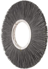 Osborn - 14" OD, 5-1/4" Arbor Hole, Crimped Nylon Wheel Brush - 5/8" Face Width, 3-7/8" Trim Length, 3,000 RPM - Americas Industrial Supply