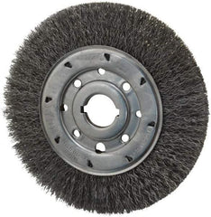 Osborn - 8" OD, 1-1/4" Arbor Hole, Crimped Steel Wheel Brush - 5/8" Face Width, 1-1/2" Trim Length, 0.014" Filament Diam, 4,500 RPM - Americas Industrial Supply