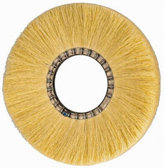 Osborn - 12" OD, 4-1/4" Arbor Hole, Crimped Natural Fiber Wheel Brush - 17/32" Face Width, 3-3/8" Trim Length, 3,600 RPM - Americas Industrial Supply