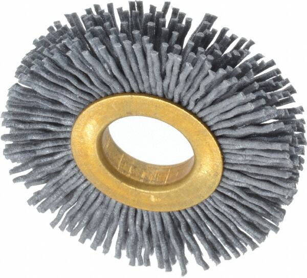 Osborn - 2" OD, 5/8" Arbor Hole, Crimped Nylon Wheel Brush - 3/8" Face Width, 7/16" Trim Length, 15,000 RPM - Americas Industrial Supply