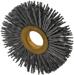 Osborn - 2-1/2" OD, 5/8" Arbor Hole, Crimped Nylon Wheel Brush - 3/8" Face Width, 11/16" Trim Length, 15,000 RPM - Americas Industrial Supply