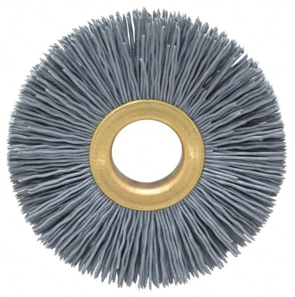 Osborn - 2-1/2" OD, 5/8" Arbor Hole, Crimped Nylon Wheel Brush - 3/8" Face Width, 11/16" Trim Length, 15,000 RPM - Americas Industrial Supply