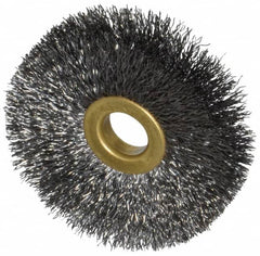 Osborn - 2-1/2" OD, 1/2" Arbor Hole, Crimped Steel Wheel Brush - 1/4" Face Width, 3/4" Trim Length, 0.008" Filament Diam, 20,000 RPM - Americas Industrial Supply