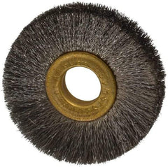 Osborn - 2" OD, 1/2" Arbor Hole, Crimped Stainless Steel Wheel Brush - 1/4" Face Width, 1/2" Trim Length, 0.005" Filament Diam, 20,000 RPM - Americas Industrial Supply