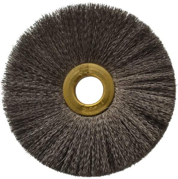 Osborn - 3" OD, 1/2" Arbor Hole, Crimped Stainless Steel Wheel Brush - 1/4" Face Width, 1" Trim Length, 0.005" Filament Diam, 20,000 RPM - Americas Industrial Supply