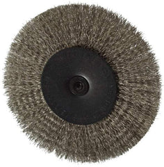 Osborn - 4" OD, 1/4" Shank Diam, Crimped Stainless Steel Wheel Brush - 1/2" Face Width, 1" Trim Length, 0.008" Filament Diam, 15,000 RPM - Americas Industrial Supply