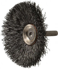 Osborn - 3" OD, 1/4" Shank Diam, Crimped Steel Wheel Brush - 7/16" Face Width, 15/16" Trim Length, 0.014" Filament Diam, 20,000 RPM - Americas Industrial Supply