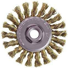 Osborn - 4" OD, 1/2-13 Arbor Hole, Knotted Stainless Steel Wheel Brush - 3/8" Face Width, 7/8" Trim Length, 0.02" Filament Diam, 20,000 RPM - Americas Industrial Supply