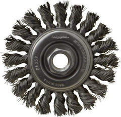 Osborn - 4" OD, 5/8-11 Arbor Hole, Knotted Steel Wheel Brush - 3/8" Face Width, 7/8" Trim Length, 0.014" Filament Diam, 20,000 RPM - Americas Industrial Supply