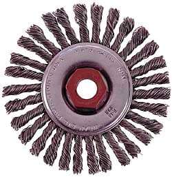 Osborn - 4" OD, 1/2-13 Arbor Hole, Knotted Stainless Steel Wheel Brush - 1/4" Face Width, 7/8" Trim Length, 0.02" Filament Diam, 20,000 RPM - Americas Industrial Supply