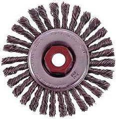 Osborn - 4" OD, 3/8-24 Arbor Hole, Knotted Stainless Steel Wheel Brush - 1/4" Face Width, 7/8" Trim Length, 0.02" Filament Diam, 20,000 RPM - Americas Industrial Supply