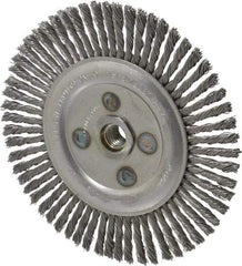 Osborn - 6-1/2" OD, 5/8-11 Arbor Hole, Knotted Steel Wheel Brush - 3/16" Face Width, 1-1/4" Trim Length, 0.02" Filament Diam, 12,000 RPM - Americas Industrial Supply