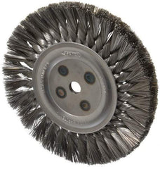 Osborn - 8" OD, 5/8" Arbor Hole, Knotted Steel Wheel Brush - 5/8" Face Width, 1-11/16" Trim Length, 0.014" Filament Diam, 8,500 RPM - Americas Industrial Supply