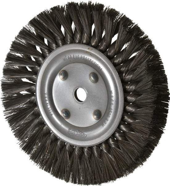 Osborn - 8" OD, 5/8" Arbor Hole, Knotted Steel Wheel Brush - 5/8" Face Width, 1-11/16" Trim Length, 0.016" Filament Diam, 8,500 RPM - Americas Industrial Supply